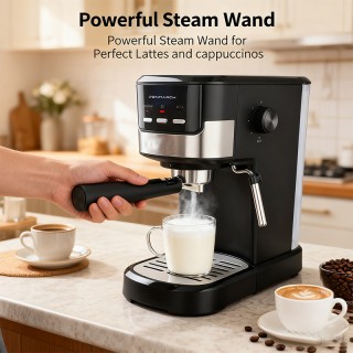 Black home semi-automatic espresso machine